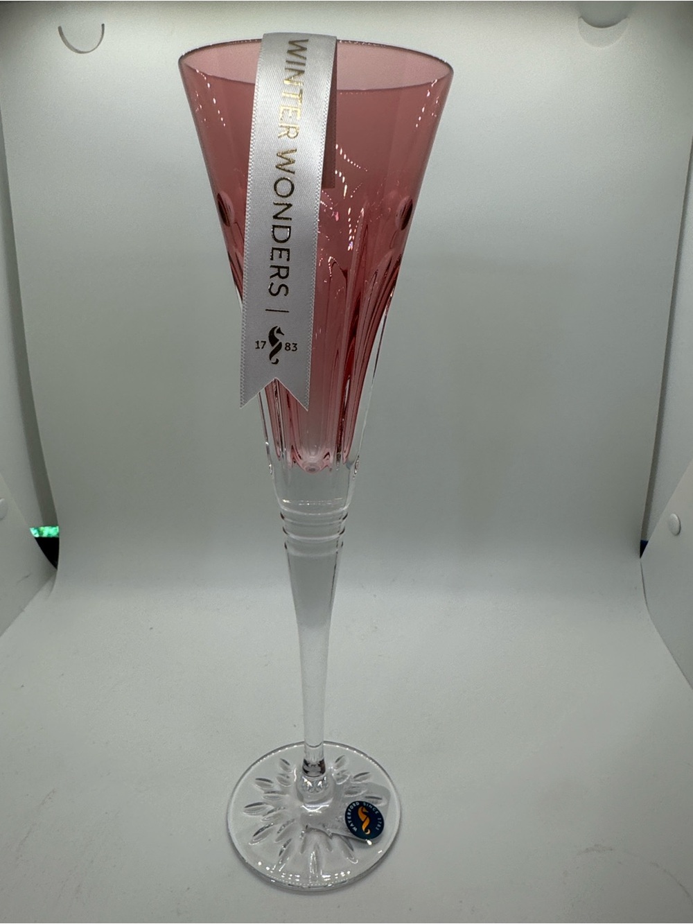 Waterford Pink Crystal Champagne Flute with Cut Facets